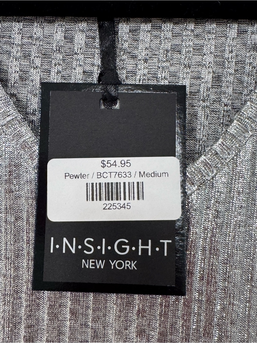 Insight Silver Metallic Ribbed V-Neck Long Sleeve Top - Picture 2 of 4